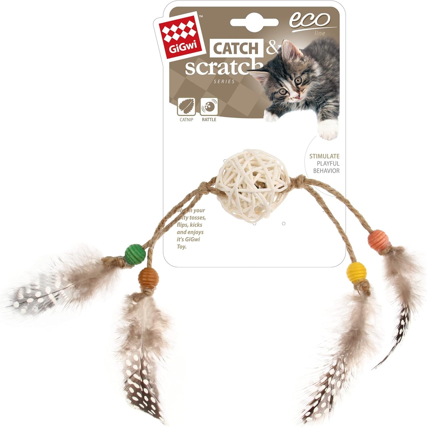 GiGwi Rattan Ball & Feather