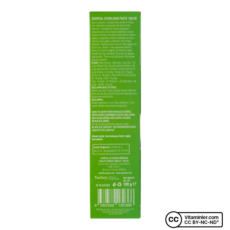Zoovital Steril Paste Macun 100 Gr
