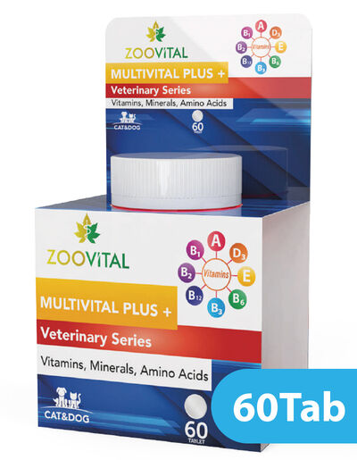Zoovital Multivital Plus + Vitamins, Minerals, Amino Acids, Cat & Dog 60 Tab
